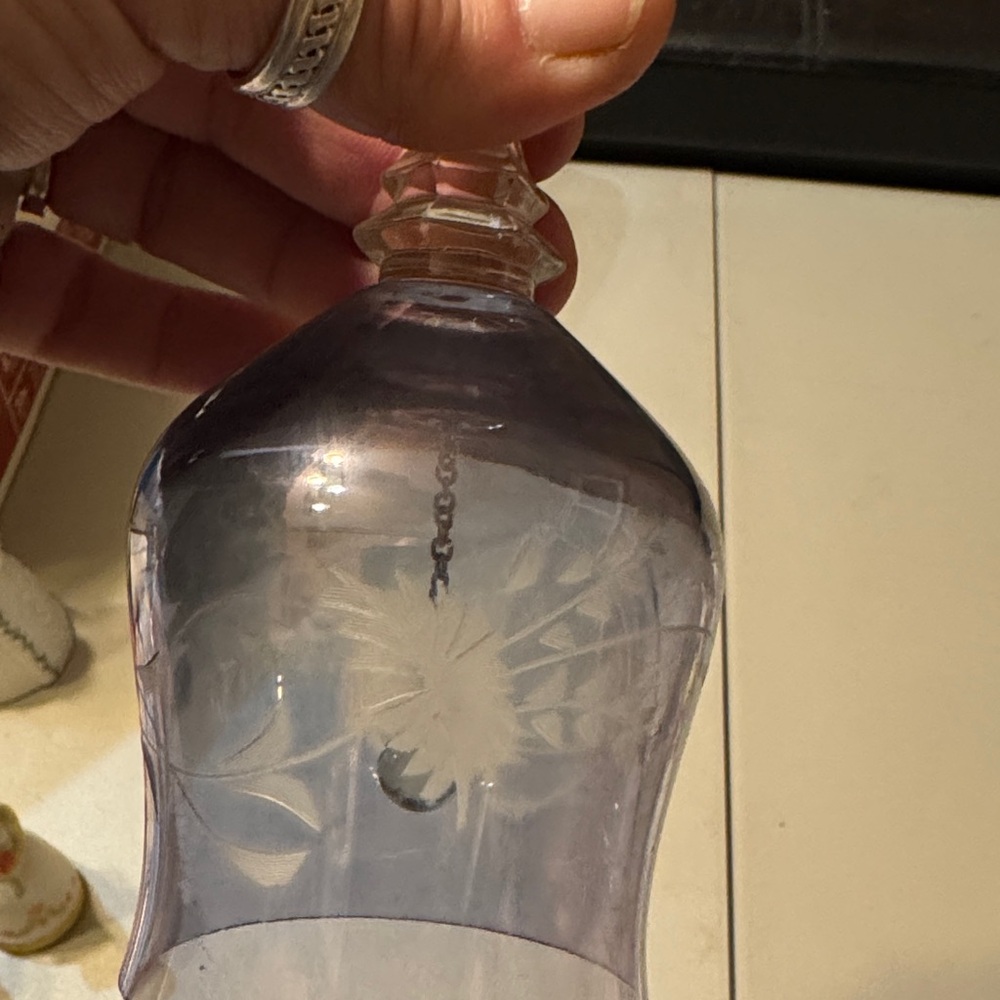 Elegant Etched Glass Bell Bluish Purple Bell - Picture 5 of 6